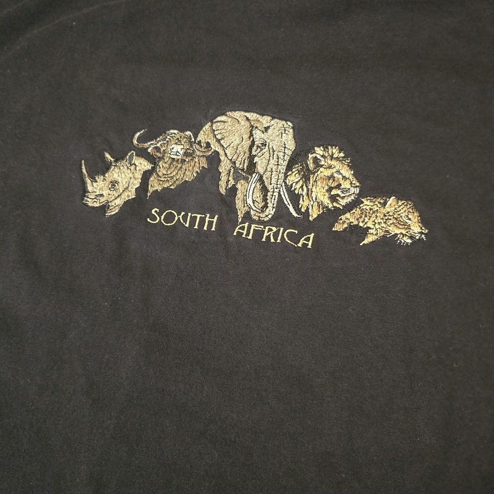 Vintage 90s South Africa Lion Spell Out T-Shirt M Black‎ Faded Streetwear
